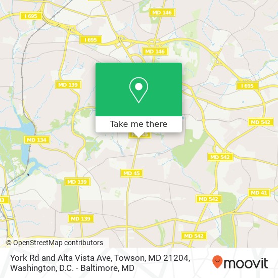 Mapa de York Rd and Alta Vista Ave, Towson, MD 21204