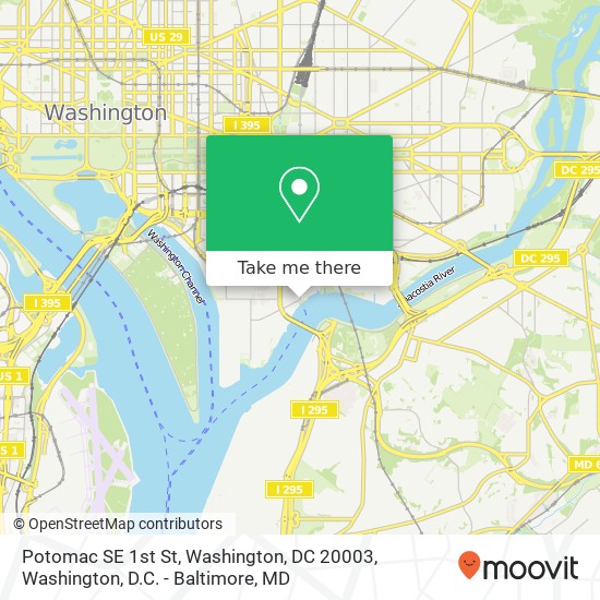 Mapa de Potomac SE 1st St, Washington, DC 20003