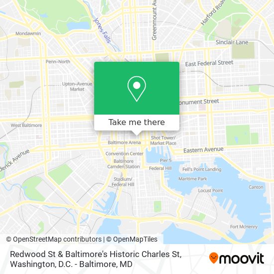 Redwood St & Baltimore's Historic Charles St map