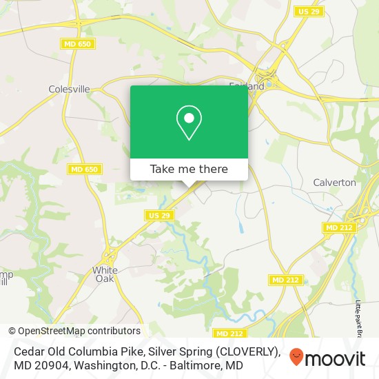 Cedar Old Columbia Pike, Silver Spring (CLOVERLY), MD 20904 map