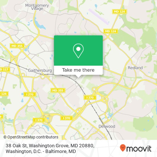 Mapa de 38 Oak St, Washington Grove, MD 20880
