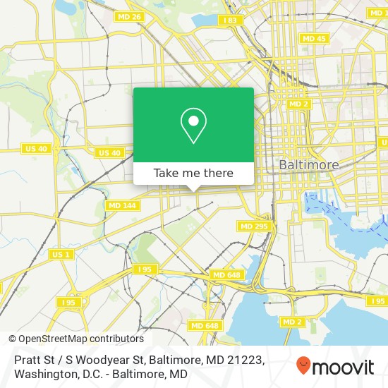 Mapa de Pratt St / S Woodyear St, Baltimore, MD 21223
