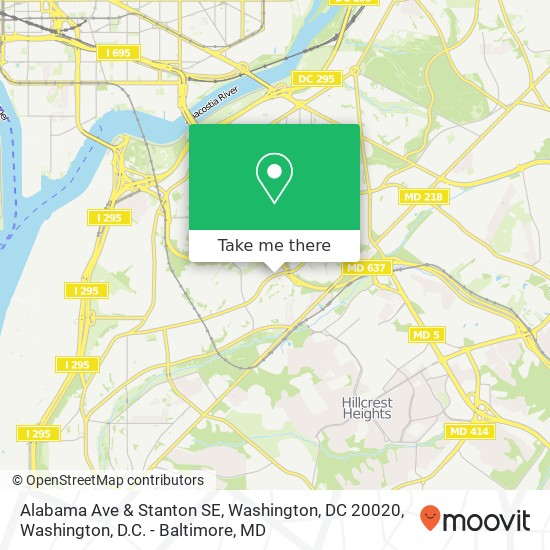 Alabama Ave & Stanton SE, Washington, DC 20020 map