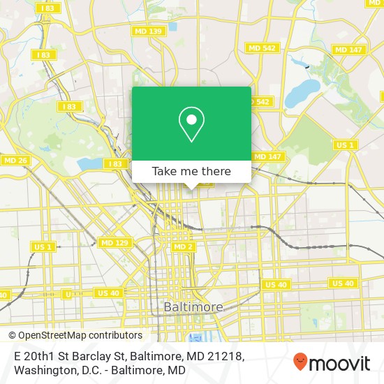 Mapa de E 20th1 St Barclay St, Baltimore, MD 21218