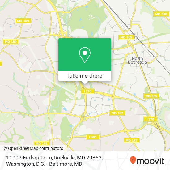 Mapa de 11007 Earlsgate Ln, Rockville, MD 20852