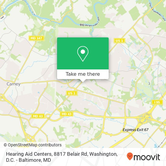 Mapa de Hearing Aid Centers, 8817 Belair Rd