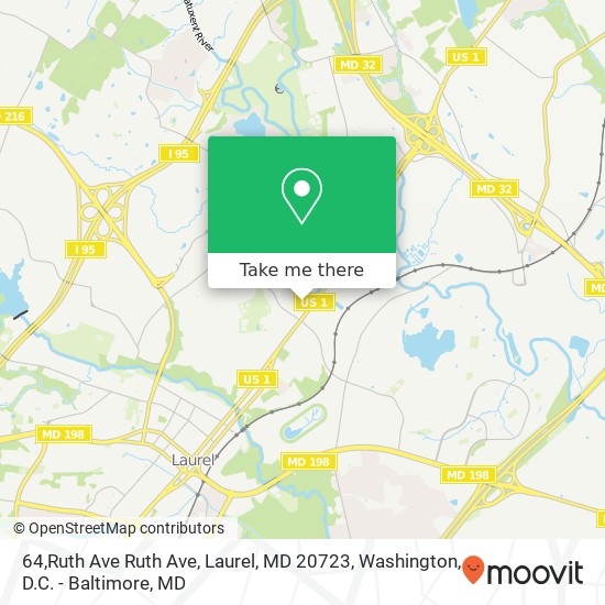 Mapa de 64,Ruth Ave Ruth Ave, Laurel, MD 20723