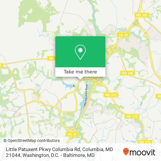 Mapa de Little Patuxent Pkwy Columbia Rd, Columbia, MD 21044