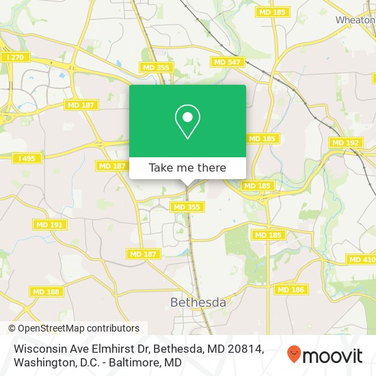 Wisconsin Ave Elmhirst Dr, Bethesda, MD 20814 map