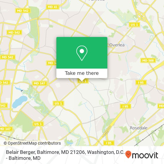 Mapa de Belair Berger, Baltimore, MD 21206