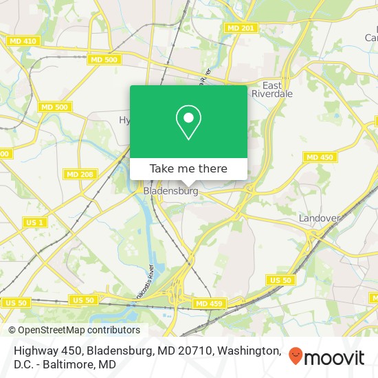 Mapa de Highway 450, Bladensburg, MD 20710