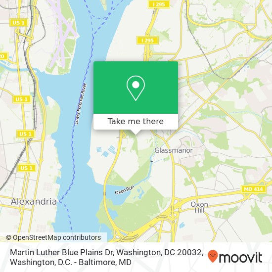 Mapa de Martin Luther Blue Plains Dr, Washington, DC 20032