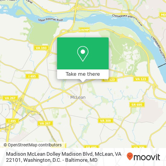 Madison McLean Dolley Madison Blvd, McLean, VA 22101 map
