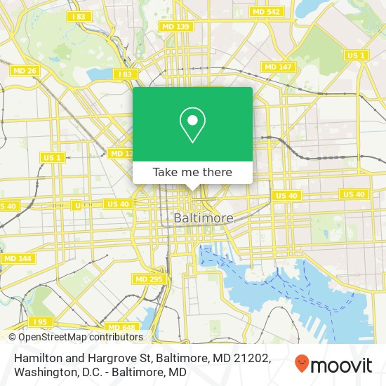 Hamilton and Hargrove St, Baltimore, MD 21202 map