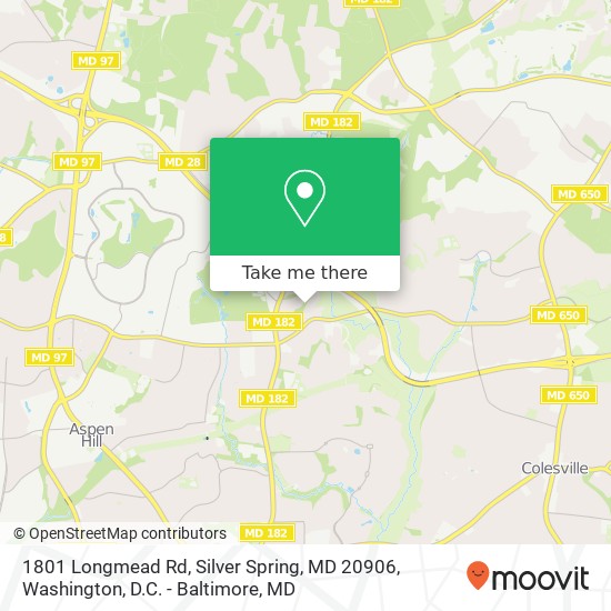 Mapa de 1801 Longmead Rd, Silver Spring, MD 20906