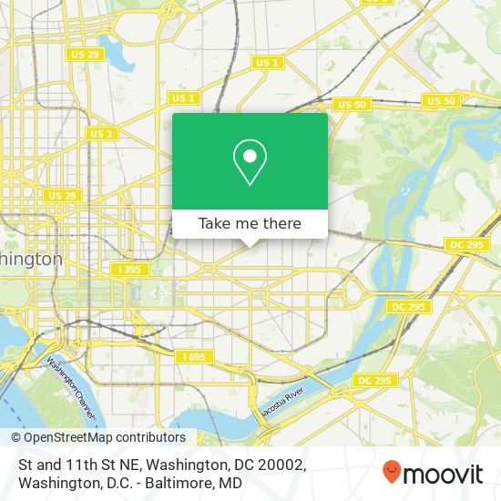 Mapa de St and 11th St NE, Washington, DC 20002