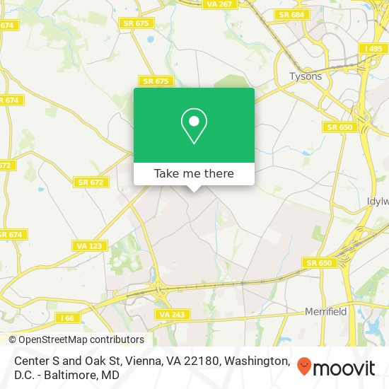 Mapa de Center S and Oak St, Vienna, VA 22180