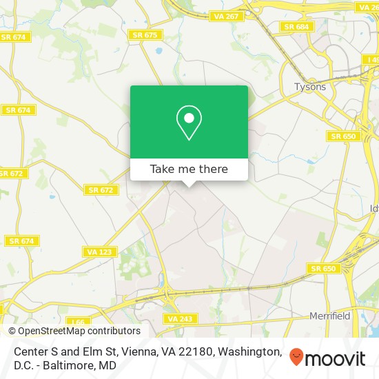 Center S and Elm St, Vienna, VA 22180 map
