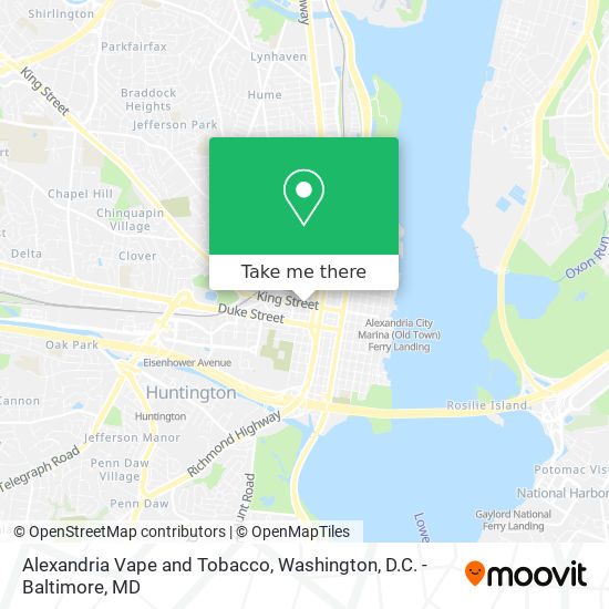 Alexandria Vape and Tobacco map