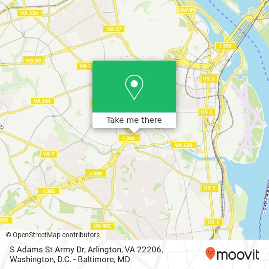 Mapa de S Adams St Army Dr, Arlington, VA 22206