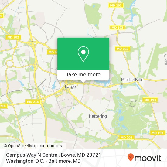 Mapa de Campus Way N Central, Bowie, MD 20721