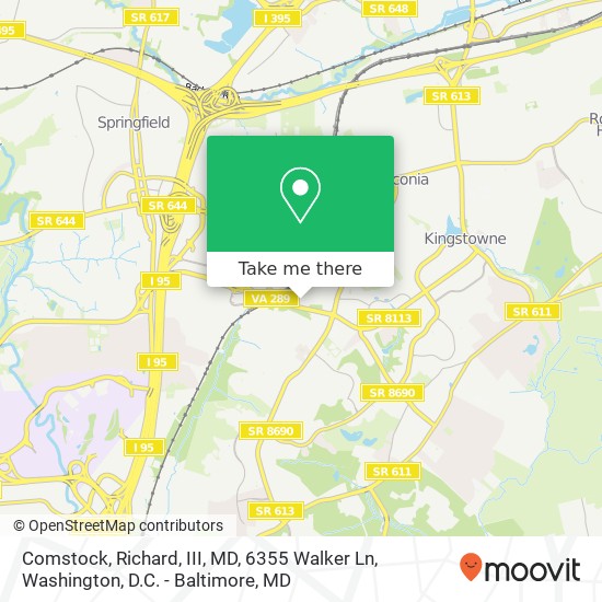 Mapa de Comstock, Richard, III, MD, 6355 Walker Ln