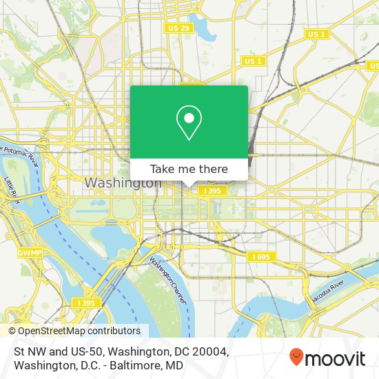 St NW and US-50, Washington, DC 20004 map