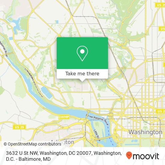 Mapa de 3632 U St NW, Washington, DC 20007