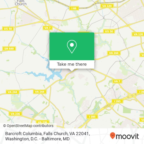 Mapa de Barcroft Columbia, Falls Church, VA 22041