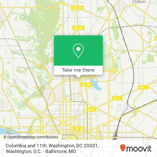 Mapa de Columbia and 11th, Washington, DC 20001