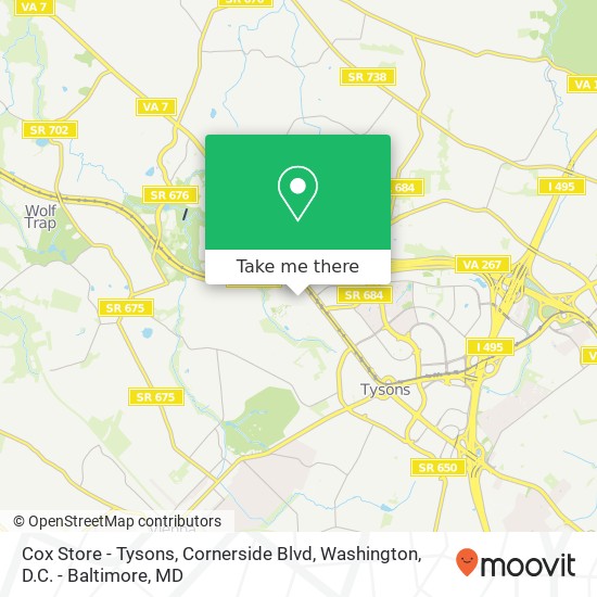 Cox Store - Tysons, Cornerside Blvd map