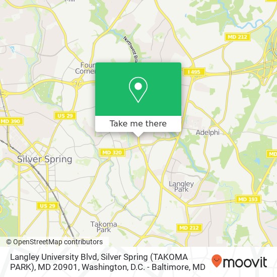Langley University Blvd, Silver Spring (TAKOMA PARK), MD 20901 map