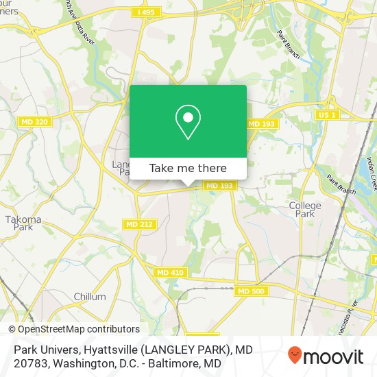 Mapa de Park Univers, Hyattsville (LANGLEY PARK), MD 20783