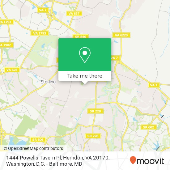 Mapa de 1444 Powells Tavern Pl, Herndon, VA 20170