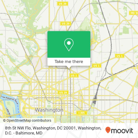 Mapa de 8th St NW Flo, Washington, DC 20001