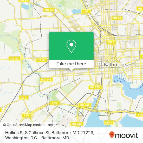 Mapa de Hollins St S Calhoun St, Baltimore, MD 21223