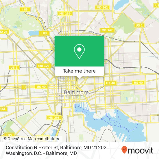 Mapa de Constitution N Exeter St, Baltimore, MD 21202