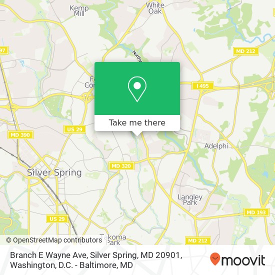 Branch E Wayne Ave, Silver Spring, MD 20901 map