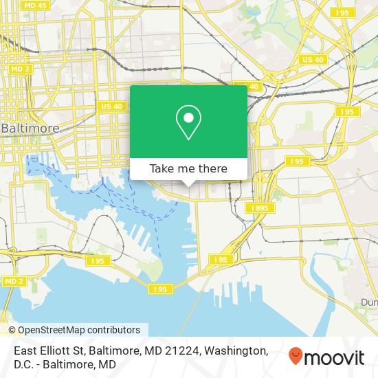 Mapa de East Elliott St, Baltimore, MD 21224