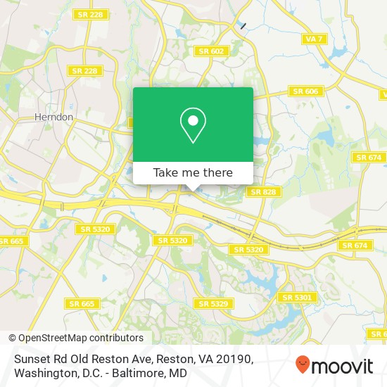 Mapa de Sunset Rd Old Reston Ave, Reston, VA 20190