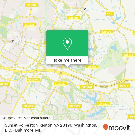 Mapa de Sunset Rd Reston, Reston, VA 20190