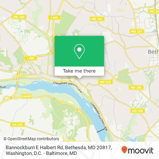 Mapa de Bannockburn E Halbert Rd, Bethesda, MD 20817