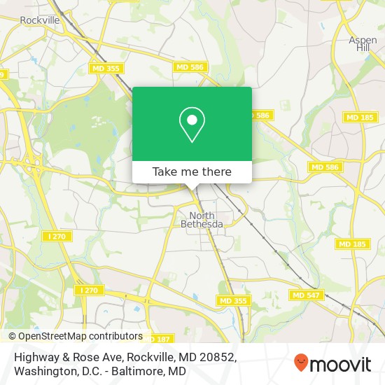 Mapa de Highway  & Rose Ave, Rockville, MD 20852