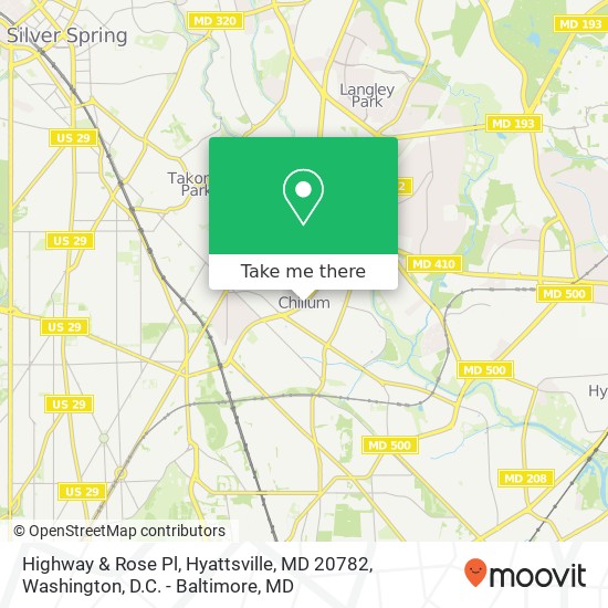 Mapa de Highway  & Rose Pl, Hyattsville, MD 20782