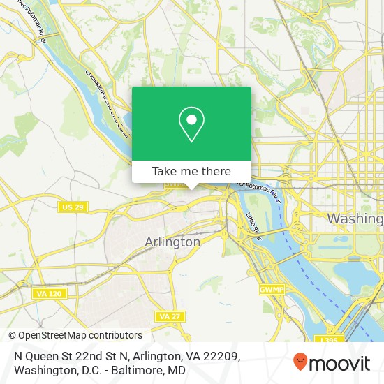 Mapa de N Queen St 22nd St N, Arlington, VA 22209