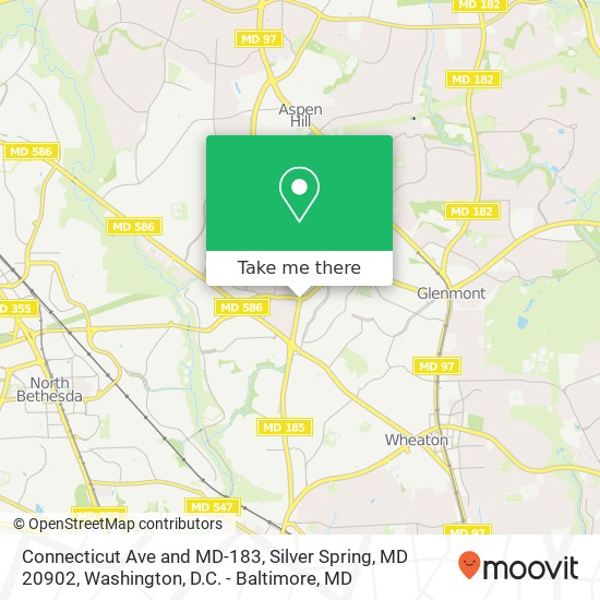 Mapa de Connecticut Ave and MD-183, Silver Spring, MD 20902