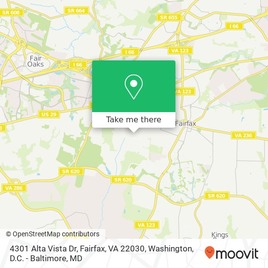 Mapa de 4301 Alta Vista Dr, Fairfax, VA 22030