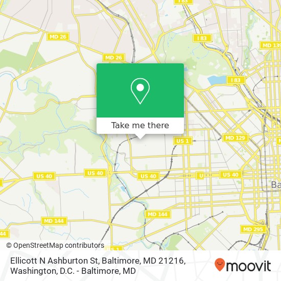 Mapa de Ellicott N Ashburton St, Baltimore, MD 21216