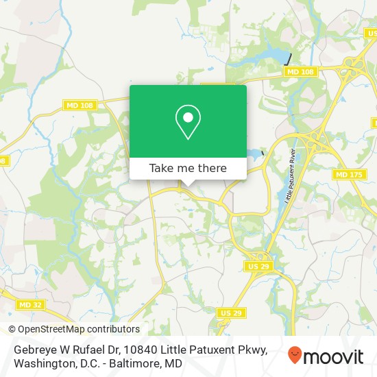 Mapa de Gebreye W Rufael Dr, 10840 Little Patuxent Pkwy