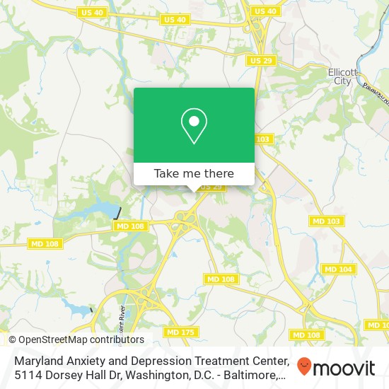 Mapa de Maryland Anxiety and Depression Treatment Center, 5114 Dorsey Hall Dr